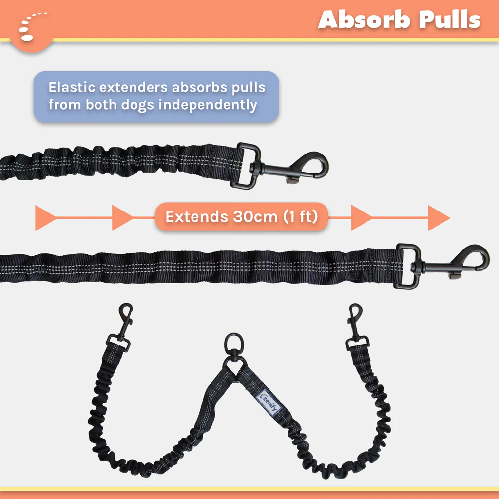 Zenify Pets Double Dog Leash Tangle-Free Bungee - Image 4