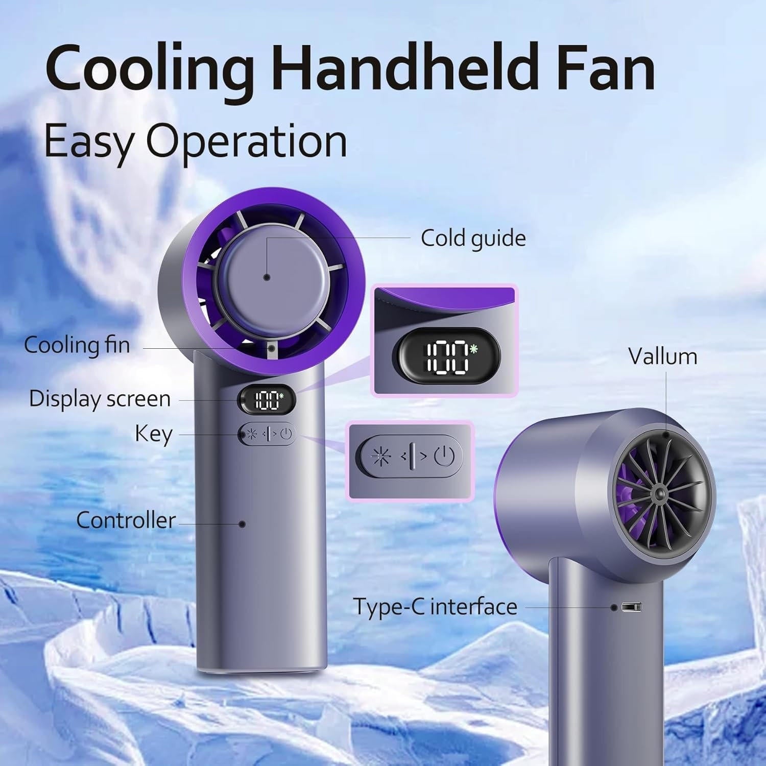 Handheld Portable Fan with Rechargeable Battery - Image 3