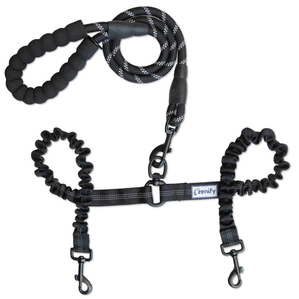 Zenify Pets Double Dog Leash Tangle-Free Bungee