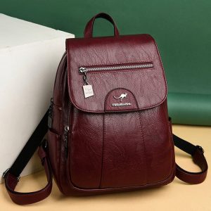 Women’s Leather Backpack – Large Capacity, Soft & Casual Style