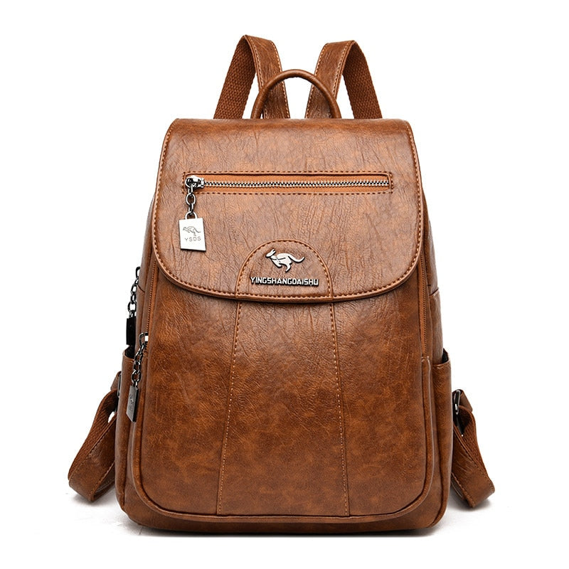 Women’s Leather Backpack – Large Capacity, Soft & Casual Style - Image 4