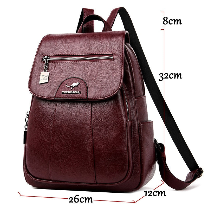 Women’s Leather Backpack – Large Capacity, Soft & Casual Style - Image 8