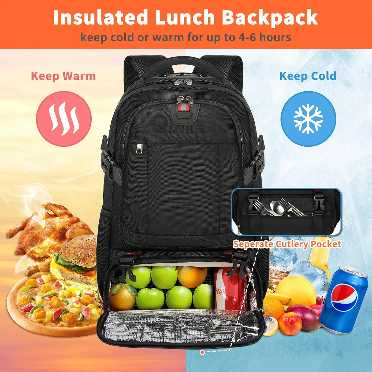 Extra-Large Travel Backpack with Lunch Compartment and USB Port - Image 7