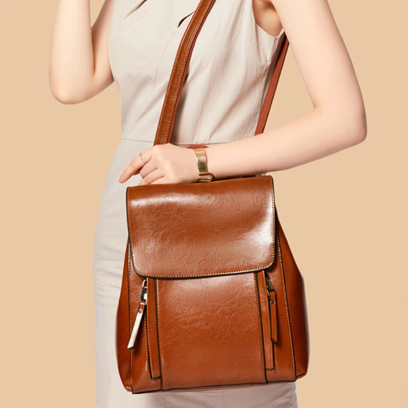 Women Crossbody Backpack Genuine Natural Leather - Image 3