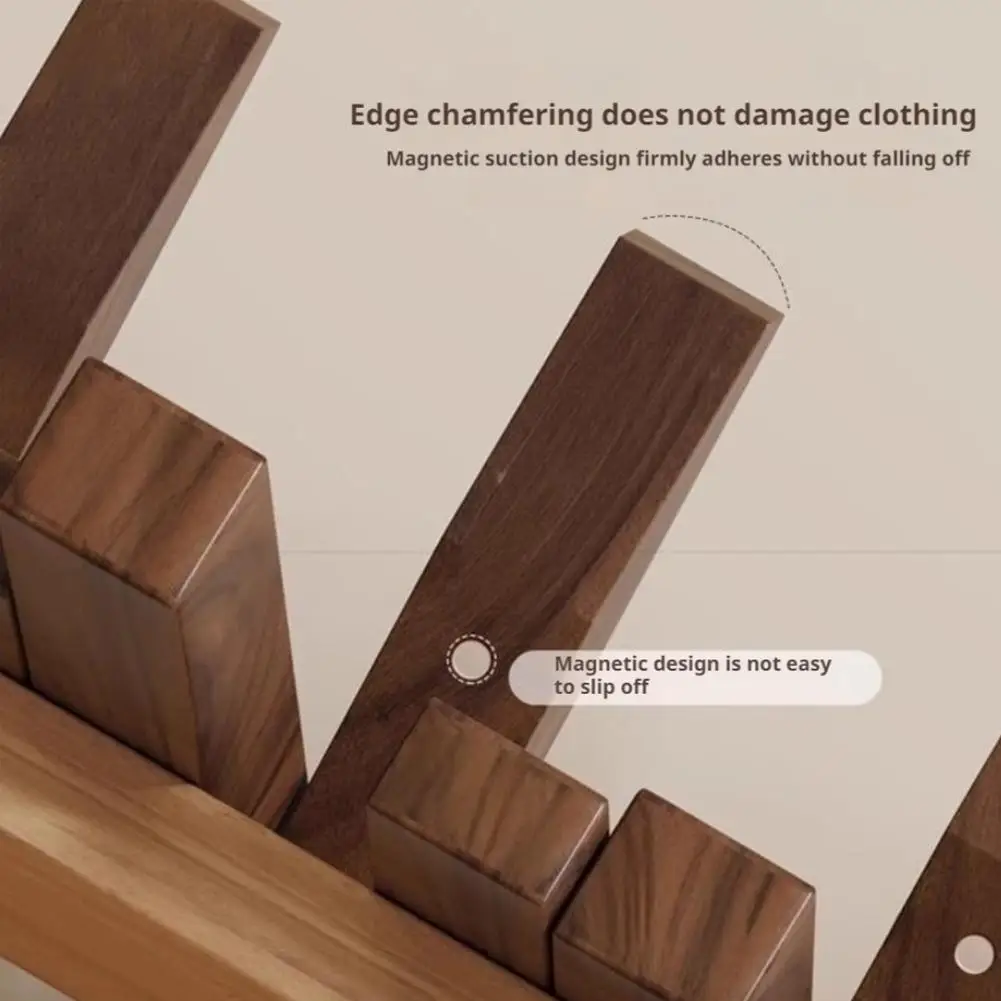 Solid Wood Wall Coat Rack – Piano Key Hooks, No Drilling - Image 3