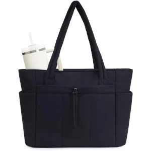 Lightweight Quilted Portable Women’s Tote Bag Black Khaki
