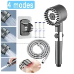High-Pressure Filtered Shower Head with One-Key Stop