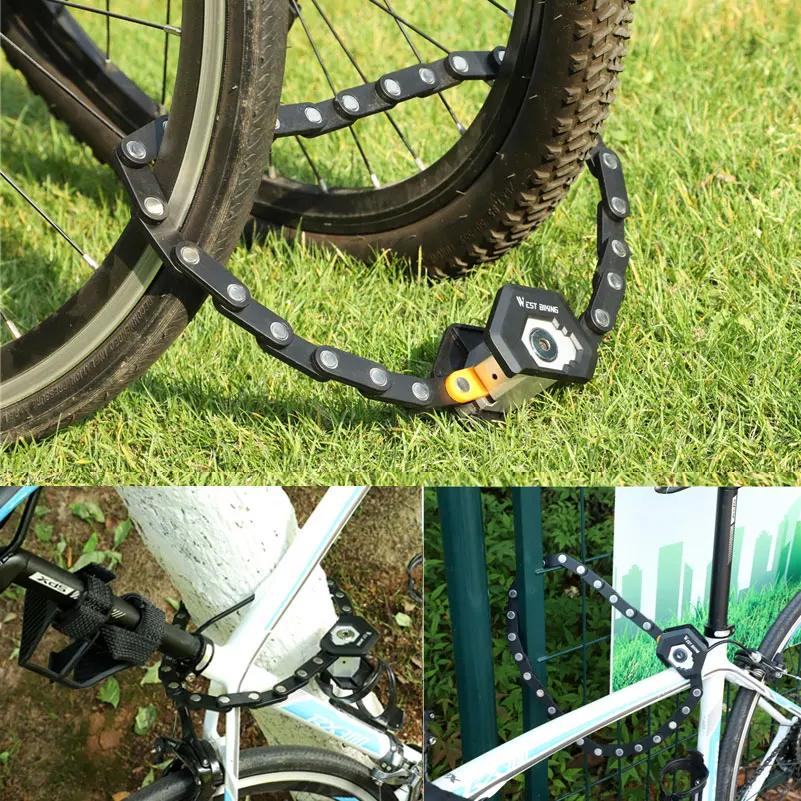 WEST BIKING Folding Bicycle Lock Alloy Steel - Image 4