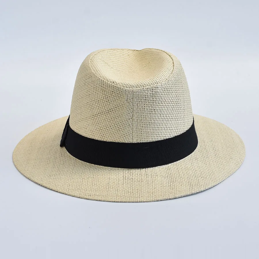 Casual Unisex Straw Panama Hat with UV Protection - Image 3