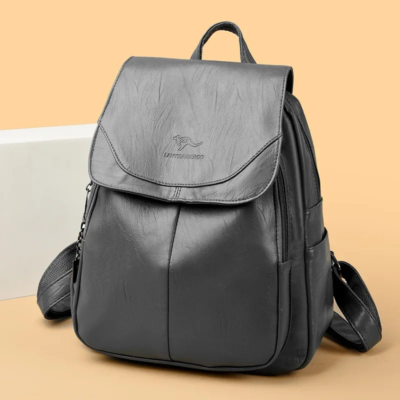 Women’s Minimalist Backpack – Pure Color, Double Shoulder, Zipper - Image 4