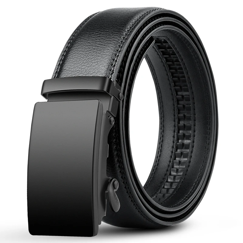 Men’s Black Business Belt – PU Leather, Automatic Buckle