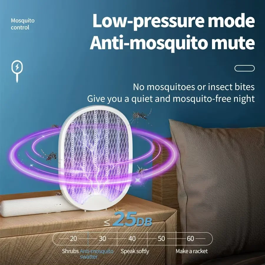 Foldable Electric Mosquito Killer USB Rechargeable Swatter - Image 5