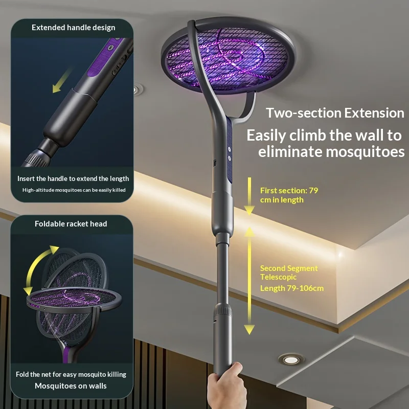 Rechargeable Electric Mosquito Swatter with Rotating Head - Image 3