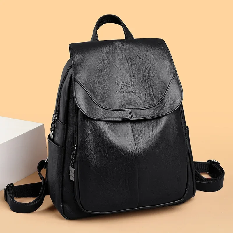 Women’s Minimalist Backpack – Pure Color, Double Shoulder, Zipper - Image 2