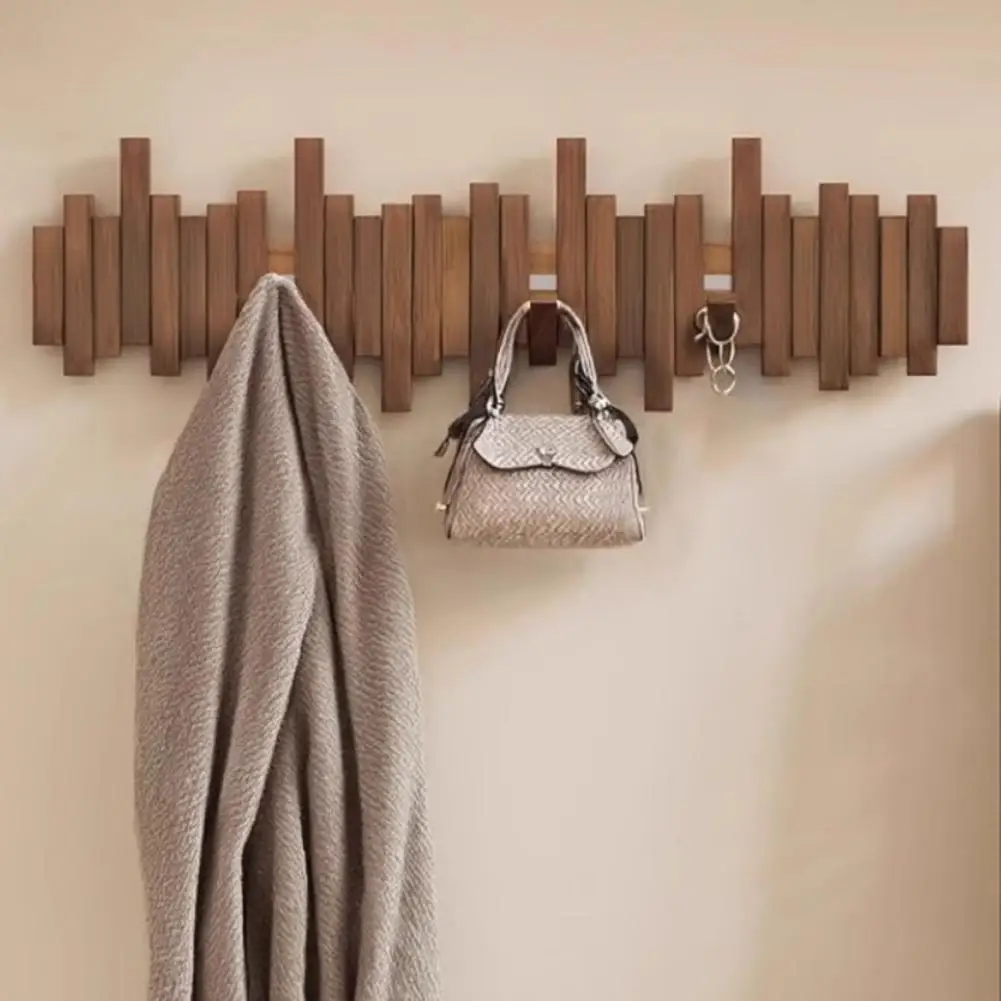 Solid Wood Wall Coat Rack – Piano Key Hooks, No Drilling - Image 9