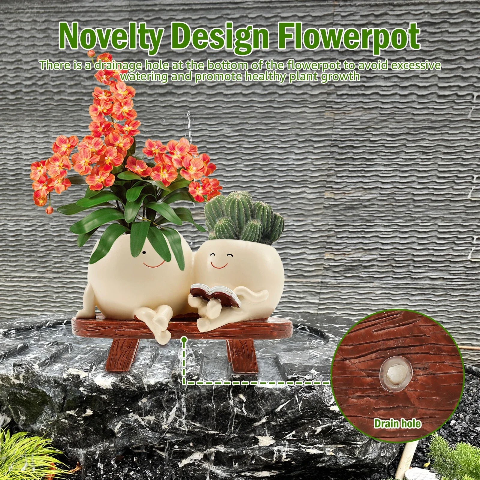 Novelty Smile Design Succulent Flower Pot for Home Garden - Image 2