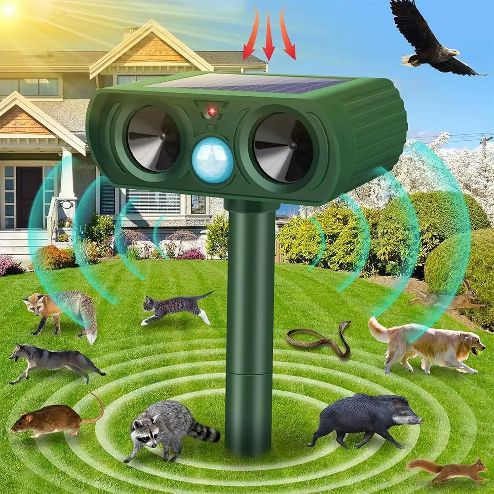 Solar Ultrasonic LED Cat Dog Repeller for Garden - Image 2
