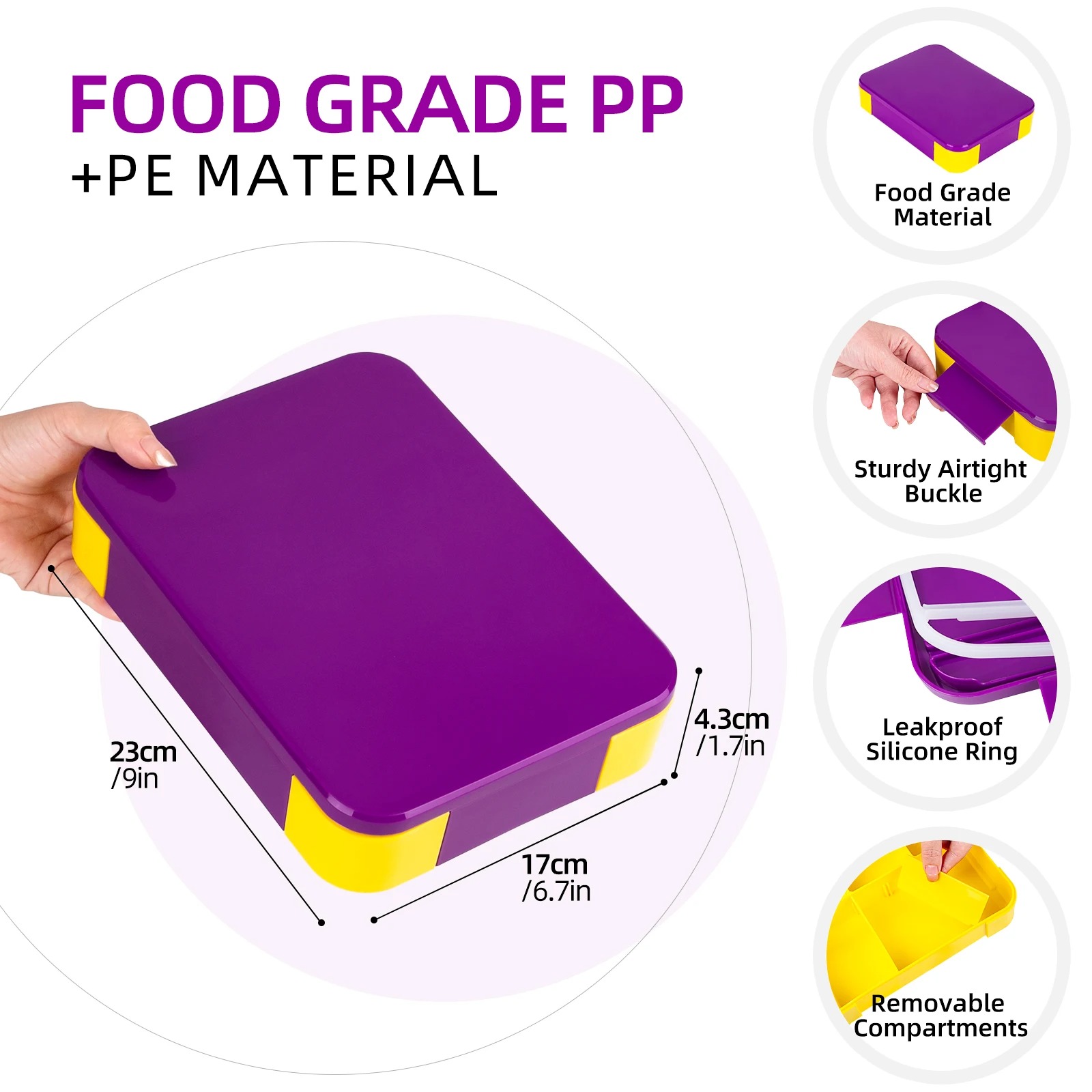 Student Leak-Proof Bento Lunch Box Box for Kids , Adults and Daycare - Image 3