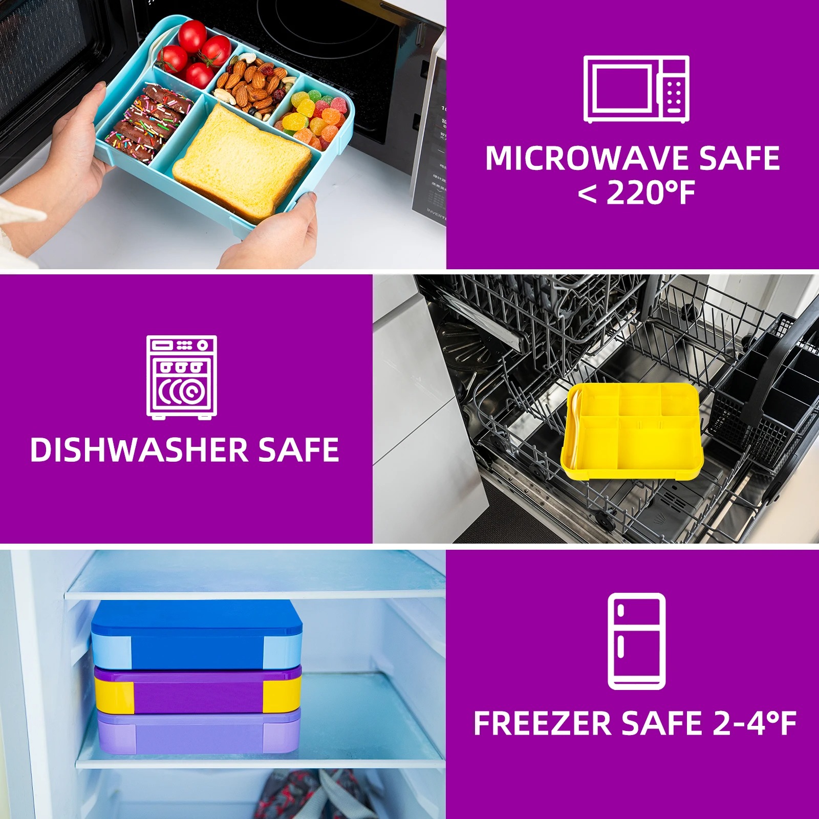 Student Leak-Proof Bento Lunch Box Box for Kids , Adults and Daycare - Image 2