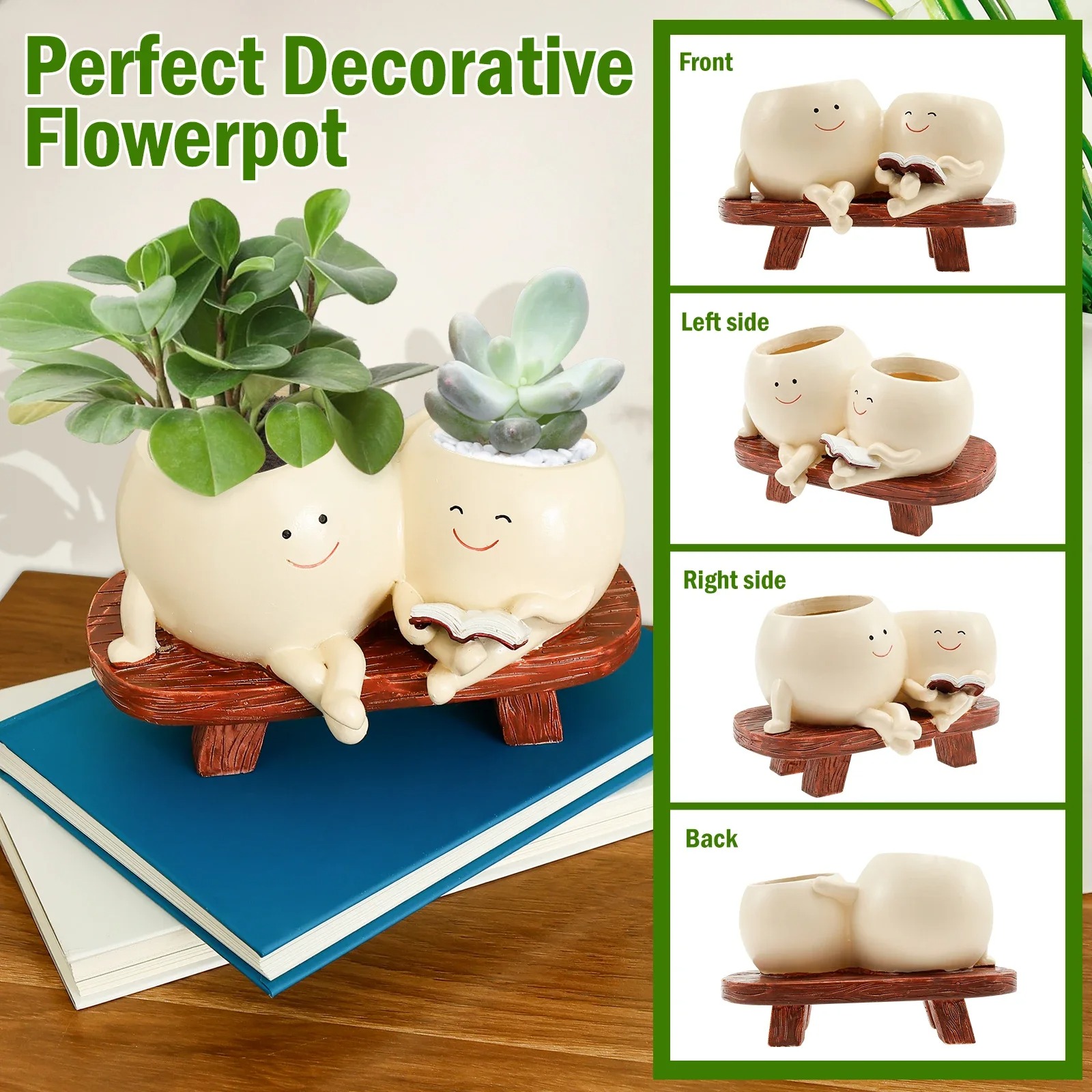 Novelty Smile Design Succulent Flower Pot for Home Garden - Image 3