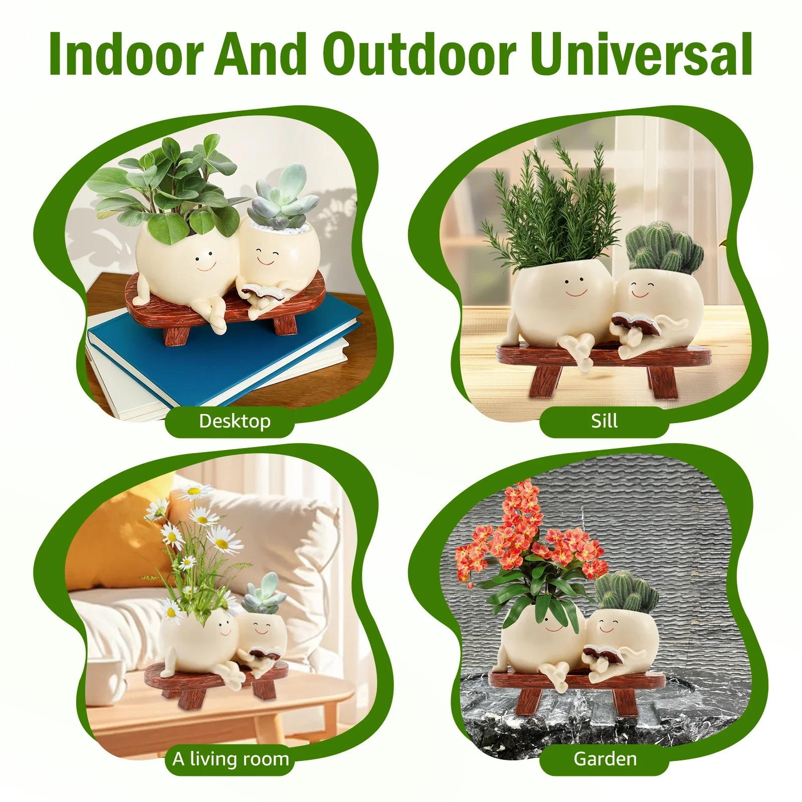 Novelty Smile Design Succulent Flower Pot for Home Garden - Image 4