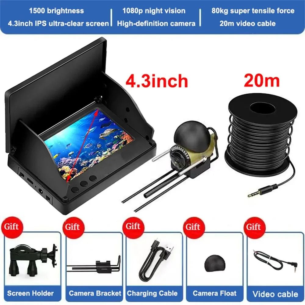 HD Underwater Camera 4.3" Screen 30m Depth Temp Sensor 7987446448175-1